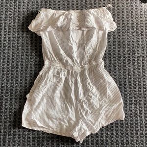 striped strapless romper